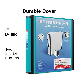 Staples 2" 3-Ring Better Binder, D-Ring, Light Blue (13470-CC)