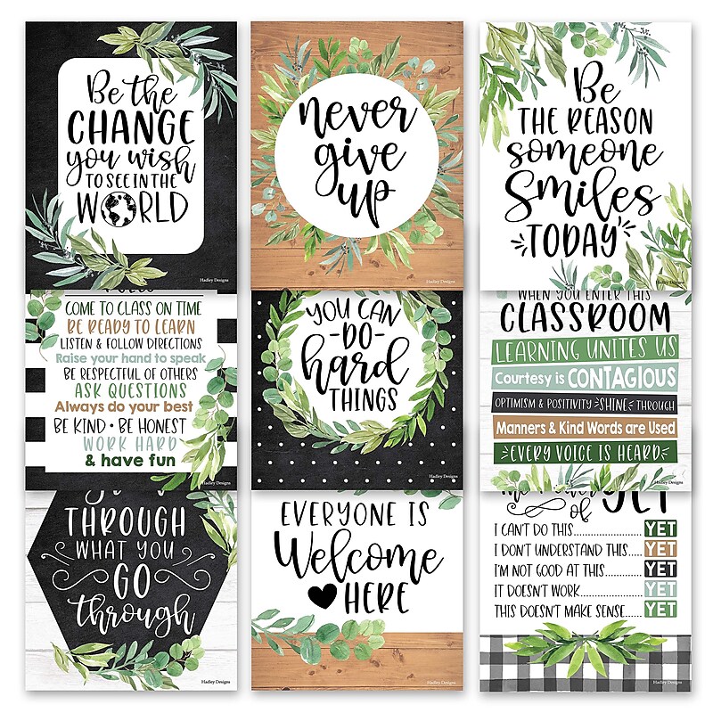 Hadley Designs 14" x 11" Boho Farmhouse Growth Mindset Classroom Decor Posters, 9/Set (HDDX004A2EQMD) image 1