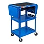 Luxor LEADER 3-Shelf Adjustable Media Utility Cart with Pullout Tray & Drop Leaf Shelves, Blue (UCMT1KBDL-RB)~#|#~67FDAF6F-65DA-48E7-896875C86E24762C_sc7