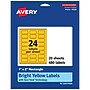 Avery Laser/Inkjet Rectangle Multipurpose Labels, 1" x 2", Bright Yellow, 480/Pack (94220)~#|#~68008F56-8835-4884-86D9496700215125_sc7