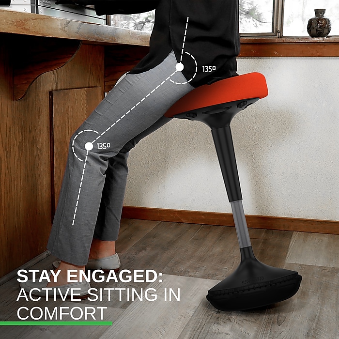 Uncaged Ergonomics Wobble Fabric Backless Stool Red WSR Staples
