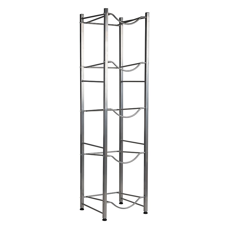 Mind Reader 5-Shelf Mobile Water Jug Stand Holder, Metal, Silver (5TJUG-SIL) image 1