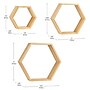 Mind Reader 3-Shelf Bamboo Mouted Honeycomb Hexagon Floating Shelves, 12" x 3.13" x 13.75" (WWALL3PC-BRN)~#|#~681BF769-4A92-434A-992CFC0FBF2C8BBE_sc7