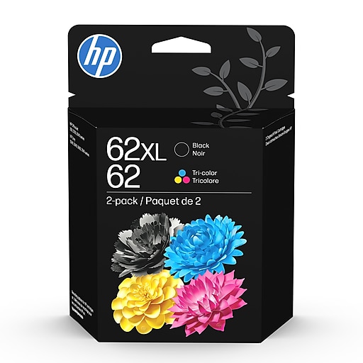 HP 62XL/62 Black High Yield and Tri-Color Standard Yield Ink