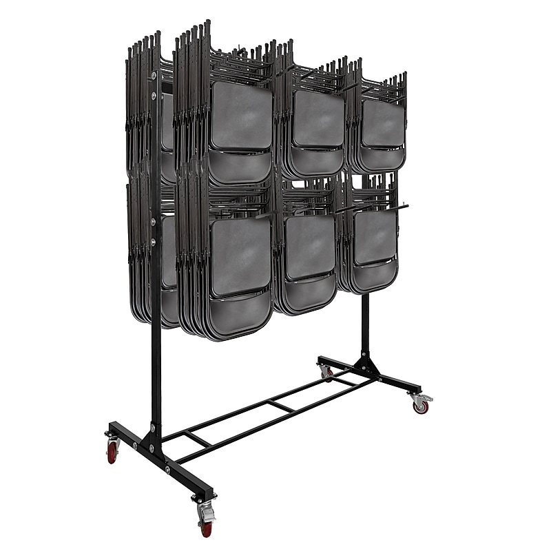AdirOffice Two Tier Steel Chair Cart, 84 Chair Capacity, Black (690-03) image 1