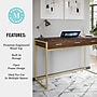 Martha Stewart Ollie 47"W Home Office Desk with 3 Drawers, Walnut/Polished Brass (ZGZP028BRGLD)~#|#~682B1BF3-C419-4B4F-95728D9CEE4FCA29_sc7