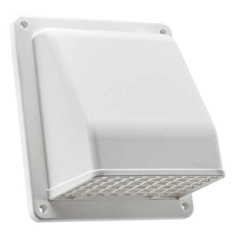Lambro 6" Plastic Wall Exhaust Vent with Hinged Screen, Removable Damper & 1.25" Collar, White (3510W) image 1