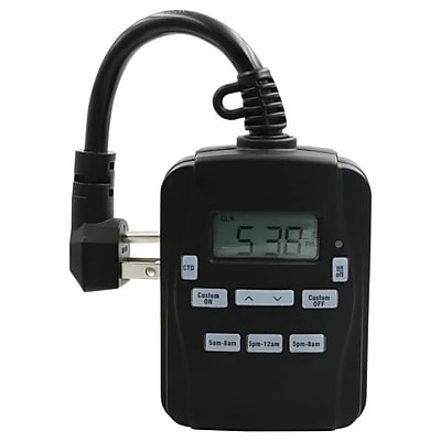 Prime EZ-SET 2-Outlet 24-Hour Digital Outdoor Timer, Black (PRITNODP23) Simolary simolary.com