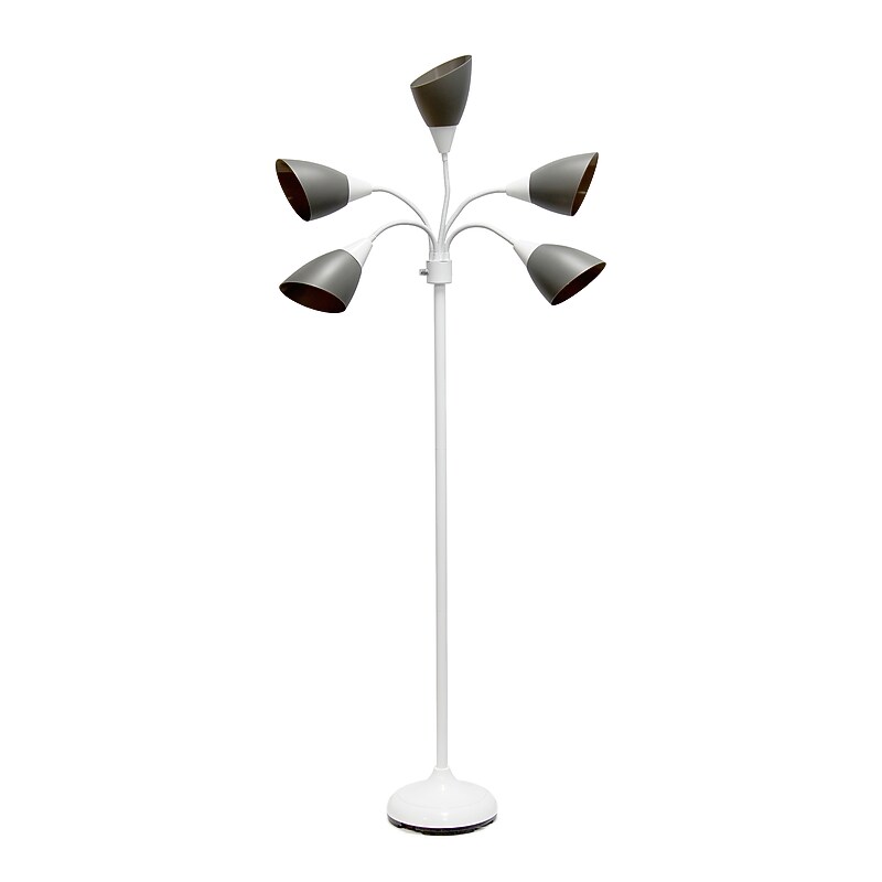 Simple Designs 67" White Metal Medusa Floor Lamp with 5 Adjustable Gray Cone Shades (LF2006-GOW) image 1