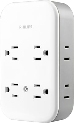 Philips All-in-One 4 Grounded plus 4 Polarized Outlet Surge Protector with USB Charging 1140J, White/Gray (SPP3453GW/37) Sansujyuku sansujyuku.com