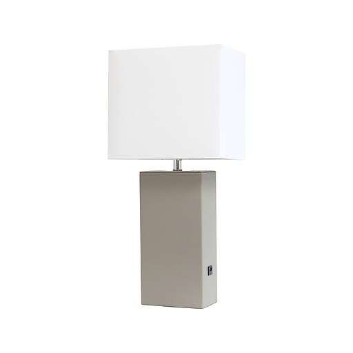 Lalia Home Lexington Table Lamp, Gray Faux Leather (LHT3012GY) Staples