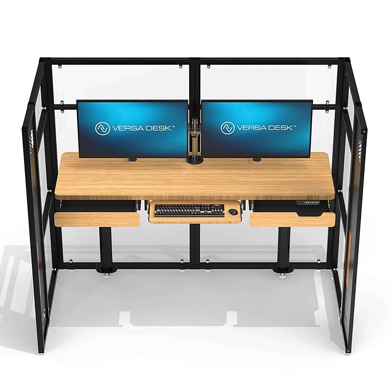 VersaDesk WorkNest 72"W Electric Adjustable Floating Surface Standing Desk, Bamboo (FSSD7224-BNB) image 1