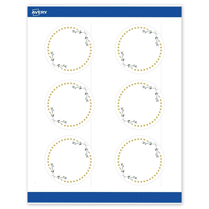 Avery Laser/Inkjet Circle Multipurpose Labels, 3" Dia., White, 60/Pack (S00DN4) image 1