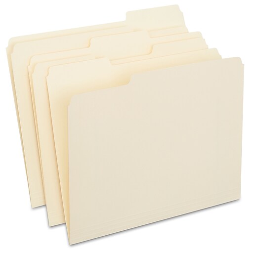 Staples 30% Recycled File Folders, 1/3-Cut Tab, Letter Size, Manila ...