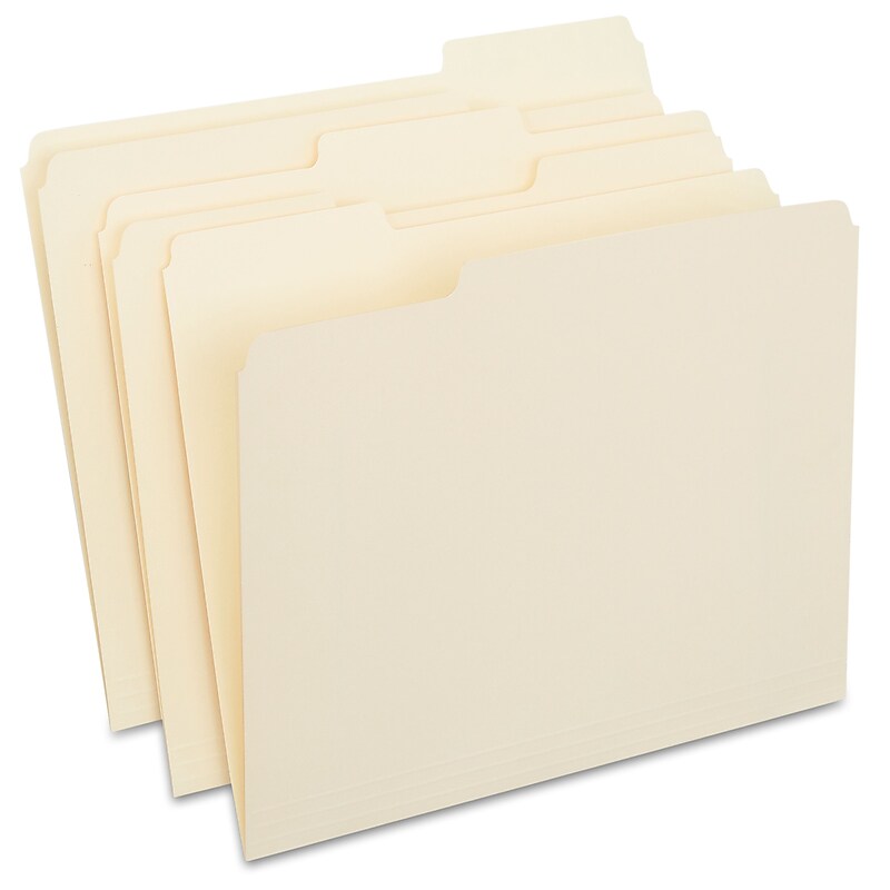 Staples 30% Recycled File Folders, 1/3-Cut Tab, Letter Size, Manila, 250/Box (ST56673-CC) image 1
