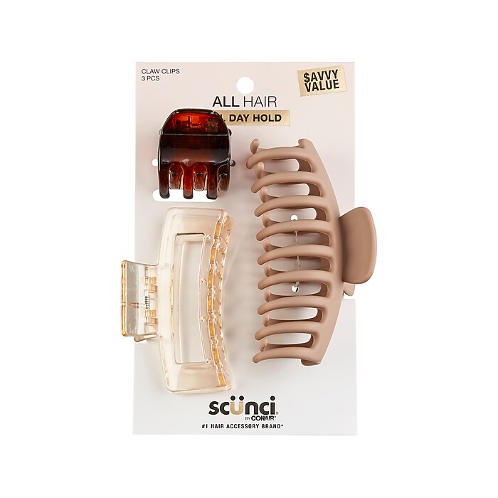 scunci Claw Clips Value Pack, Assorted Colors, 3/Pack (6906703A048