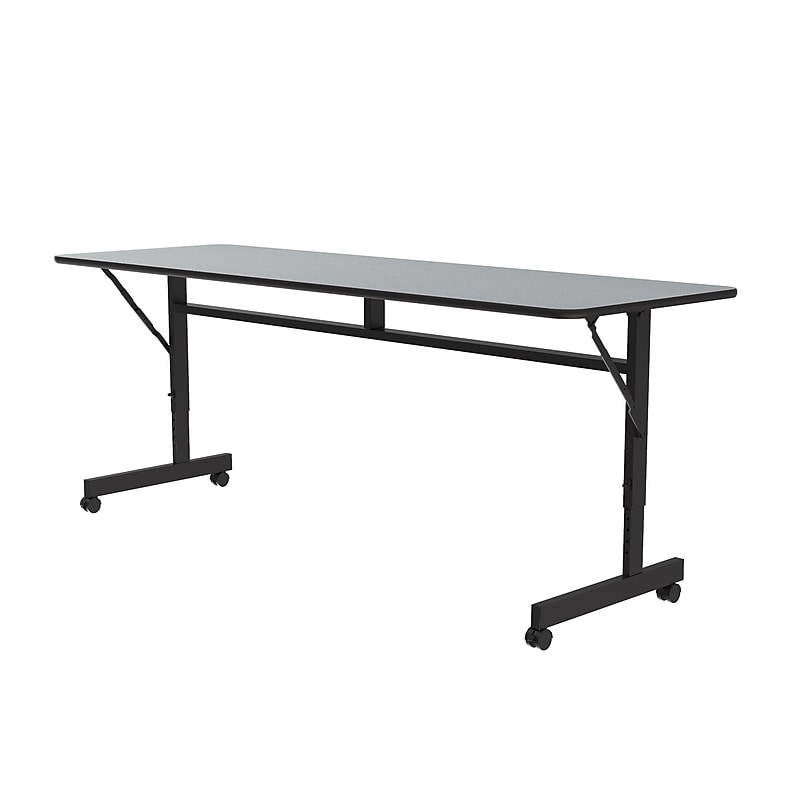 Correll Econoline 60"W x 24"D Adjustable Foldable Training Room Table, Laminate, With Wheels, Gray Granite (FTM2460TF15) image 1