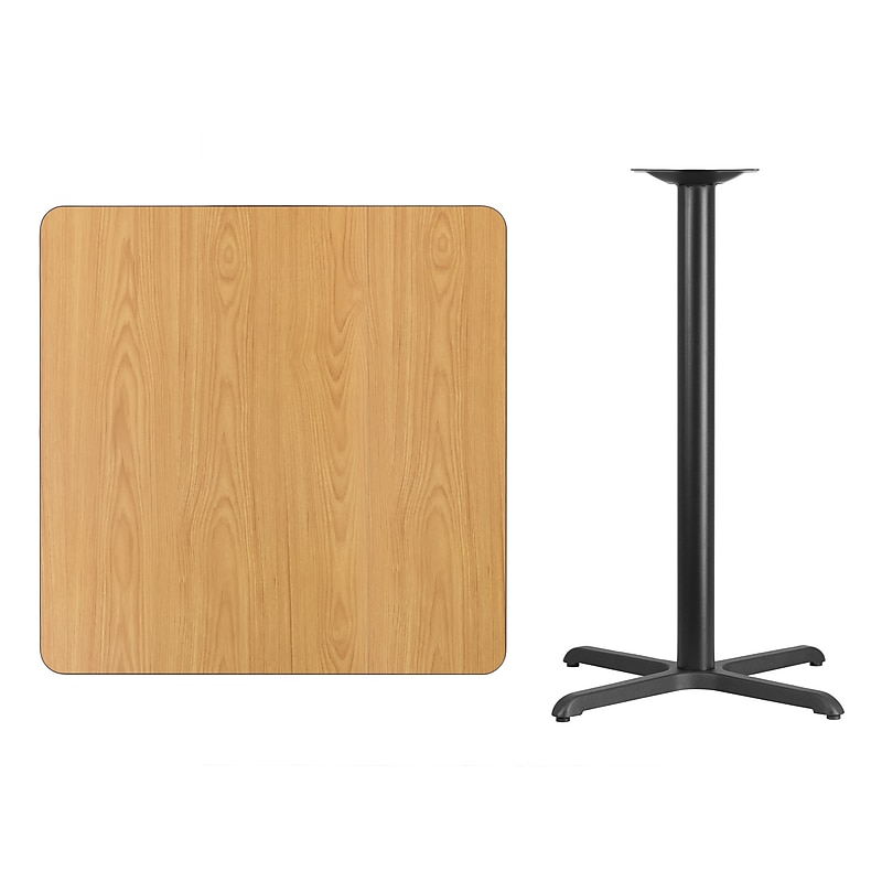 Flash Furniture Square Laminate Table Top with 30''x 30'' Bar-Height Table Base, 36" x 36", Natural (XUNT3636T3030B) image 1