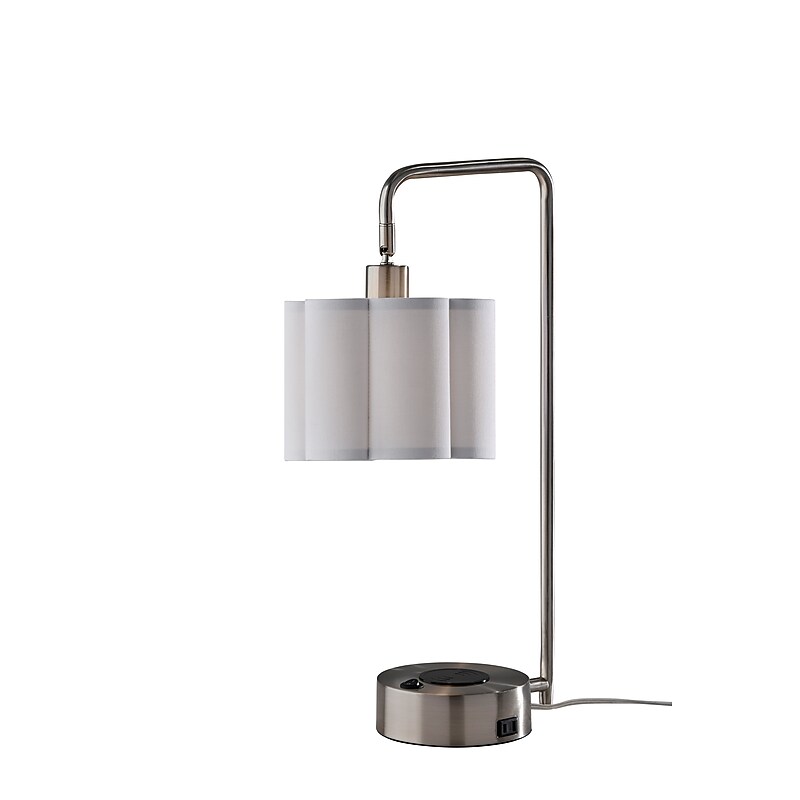 Adesso Dover Supercharger Incandescent Desk Lamp, 22.25"H, Brushed Steel/White (2616-22) image 1