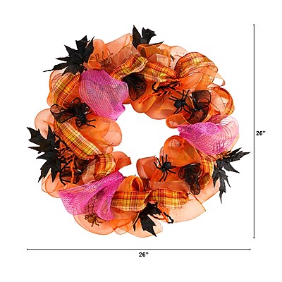 Nearly Natural Halloween Spider Mesh Wreath - Thumbnail 2