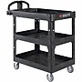 Rubbermaid Commercial BRUTE 3-Shelf Resin Mobile Heavy-Duty Ergo Lipped Utility Cart with Swivel Wheels, Black (2196862)~#|#~686C289D-FBD1-481F-945245D9BA8B0DDA_sc7