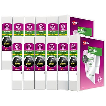 Avery 1 1/2" 3-Ring View Binders, D-Ring, White, 12/Pack (09401CT)
