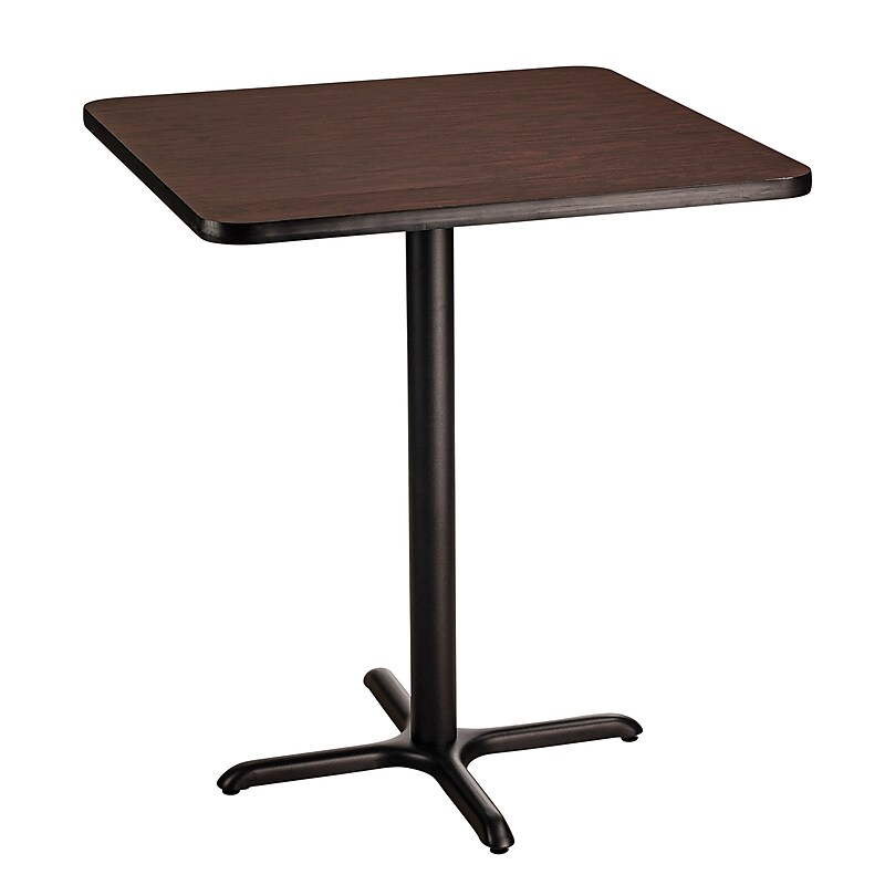 NPS CT Series 36" Square 42" Height Cafe Table, X Base, Black Frame/Mahogany Top (CT33636XBPBTMMY) image 1