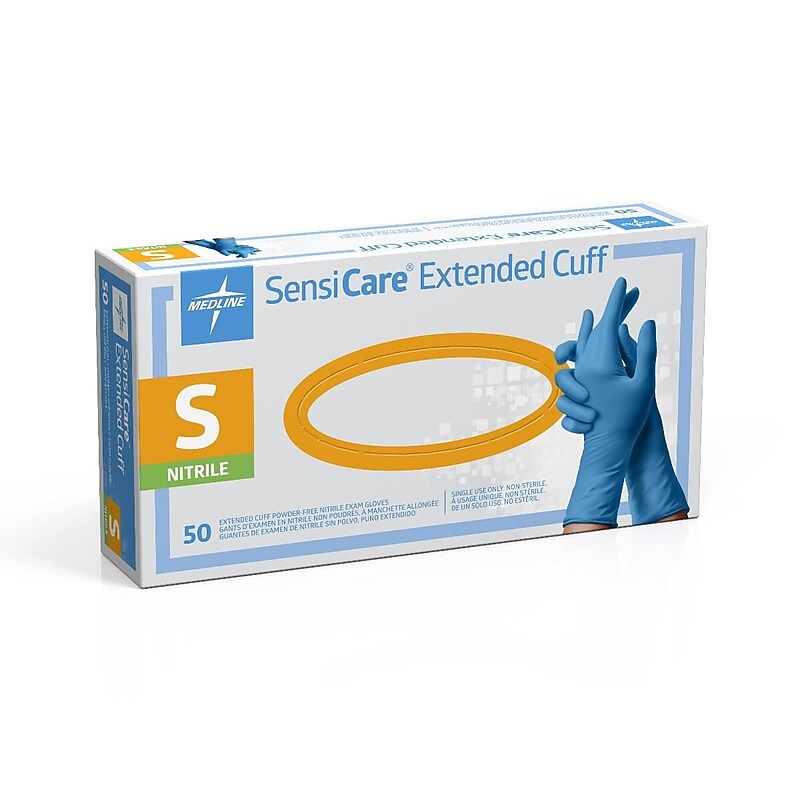 SensiCare Nitrile Exam Gloves 12" L, Small, Blue, 500/Pack (MDS1284) image 1