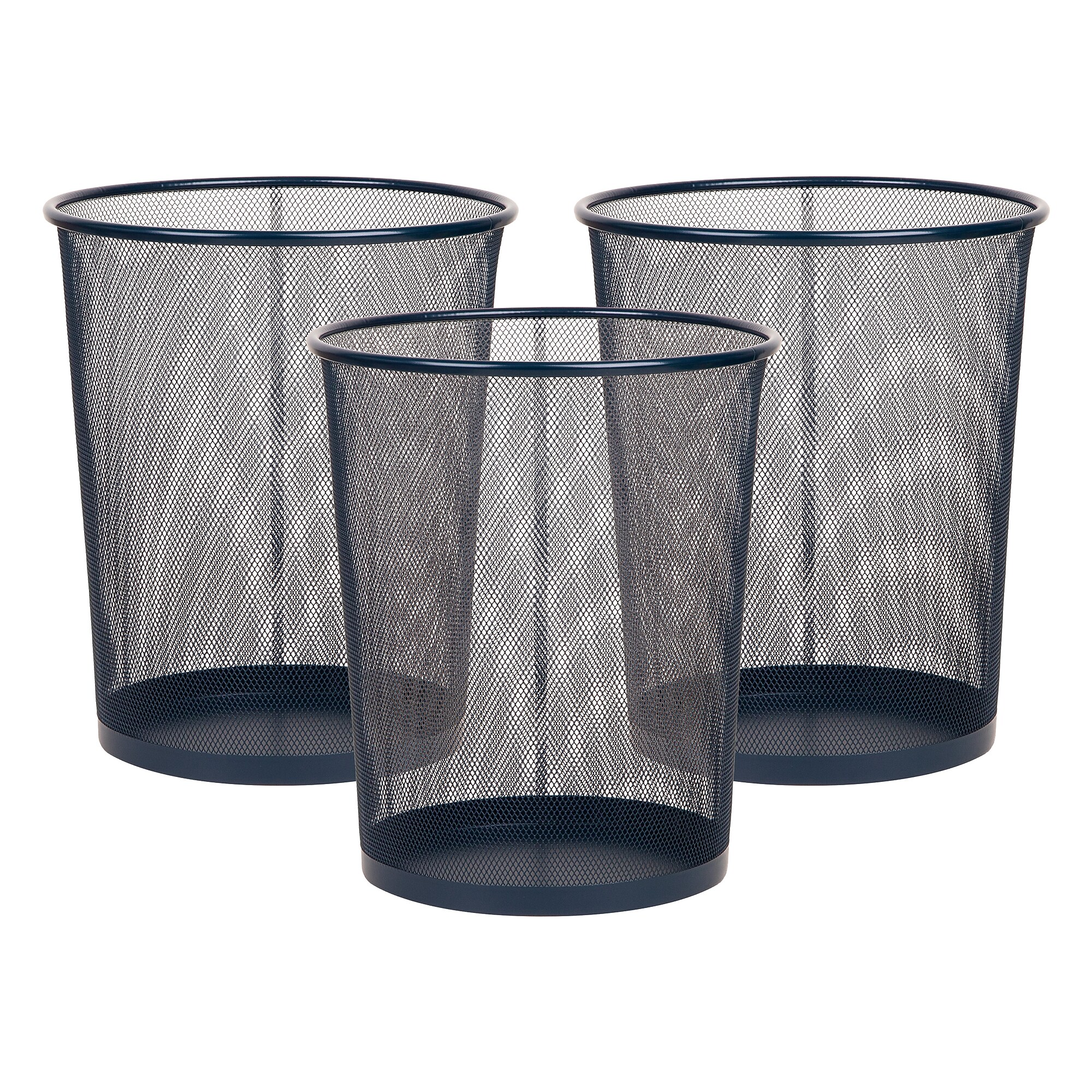 Staples Metal Mesh Trash Can, 4.4 Gallon, Navy Blue, 3/Pack (ST63860) Sansujyuku sansujyuku.com