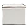 Household Essentials Large Stackable Folding Fabric Wide KD Storage Box With Lid, 12" x 18.5"x 15", 57.7 Qt., Cream (521-1)~#|#~688E33DF-F701-407F-896921214A72A2FE_sc7