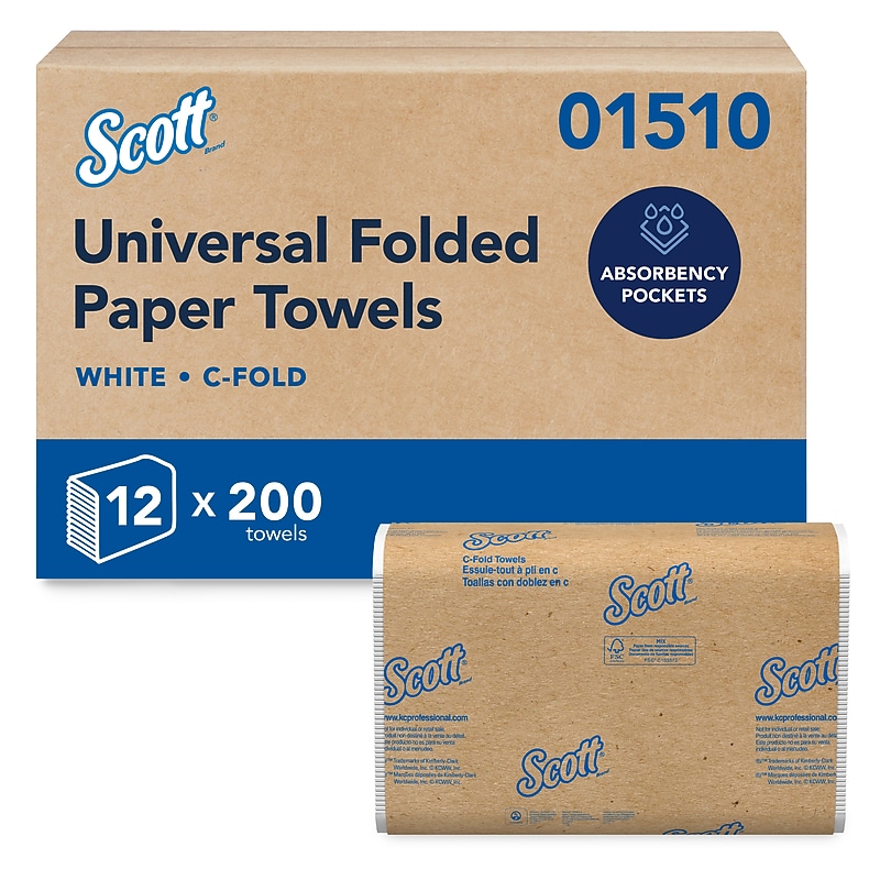 Scott Essential Recycled C-Fold Paper Towels, 1-ply, 200 Sheets/Pack, 12 Packs/Carton (01510) image 1