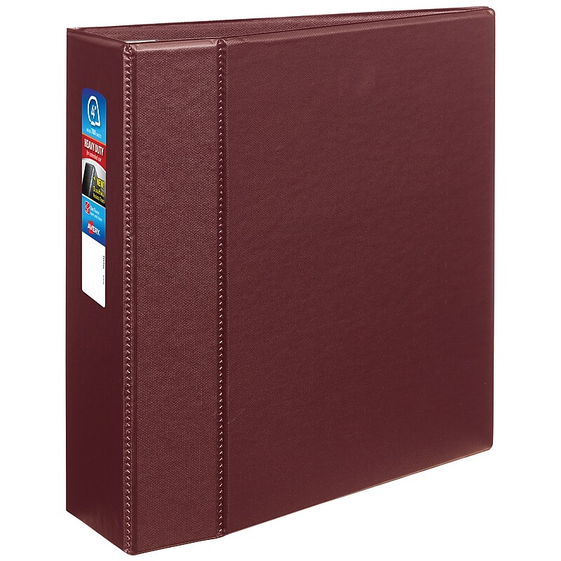 Avery Heavy Duty 4" 3-Ring Non-View Binders, D-Ring, Maroon (79-364) image 1