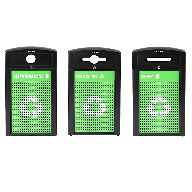 Alpine Industries GS Series Steel Recycling Bin, 120 Gallon, Green (ALP471-40-GSCMS-MK) image 1
