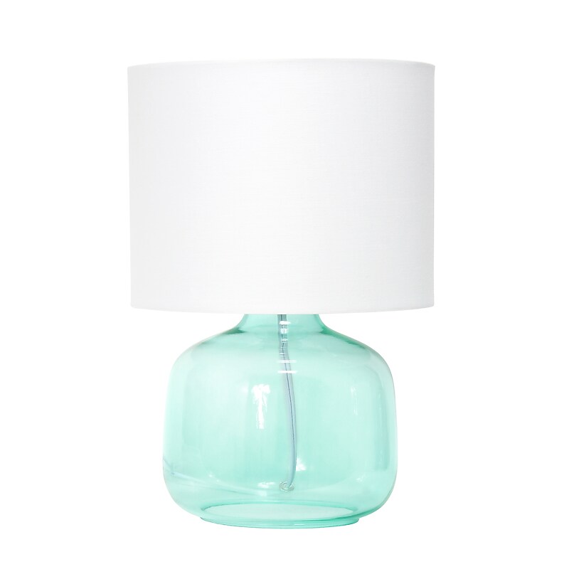 Creekwood Home Round Modern Glass 13.75" LED Table Lamp, Aqua/White (CWT-1015-AW) image 1