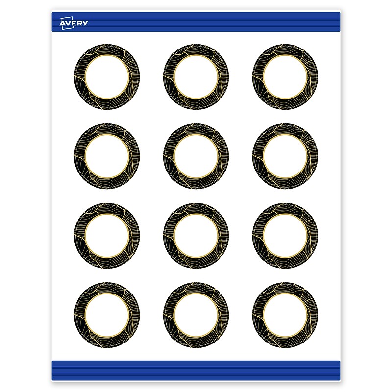 Avery Black with Gold Pattern Matte Blank Card, White, 120/Pack (S00-ETN) image 1