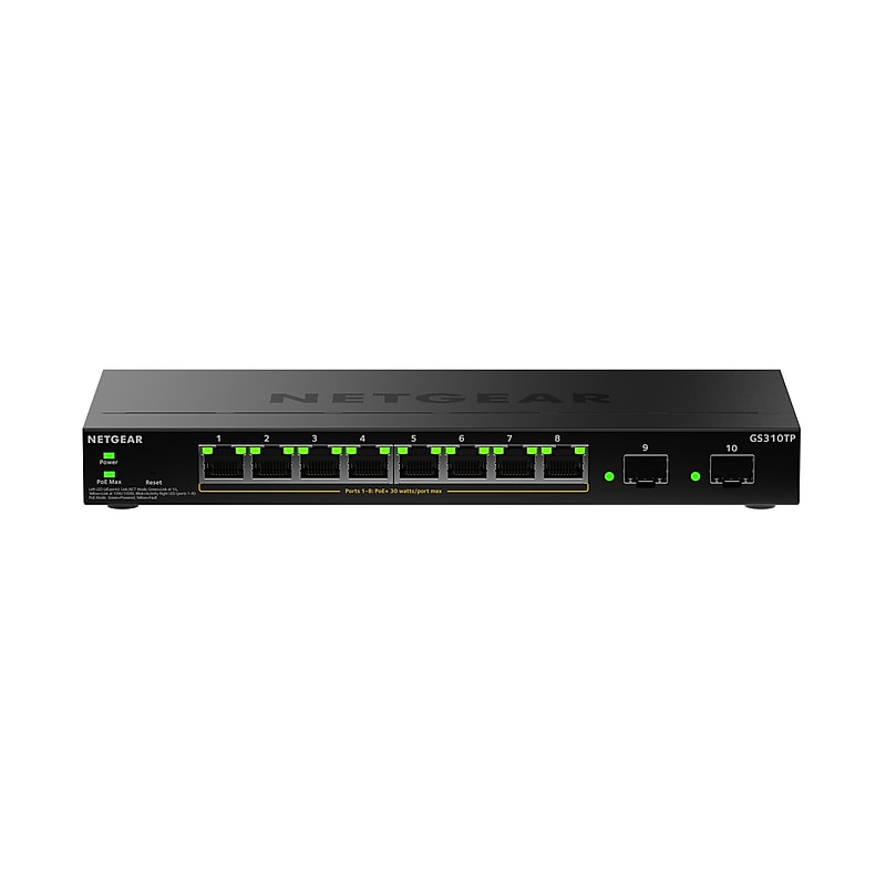 Netgear S350 Series 8-Port Gigabit PoE Smart Switch, 1000Mbps, Black (GS310TP-200NAS) image 1