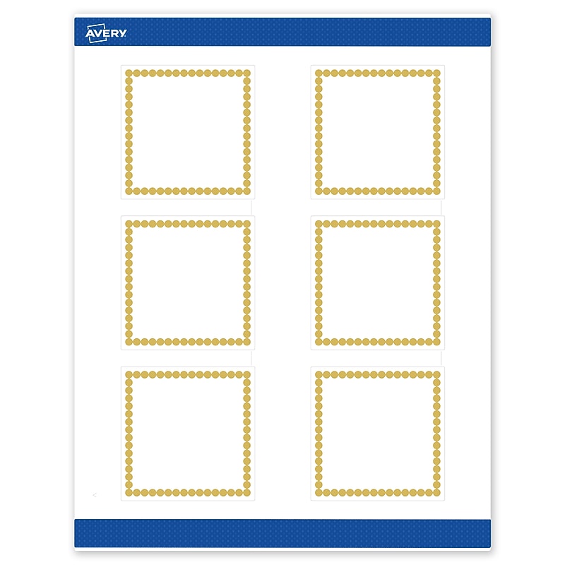 Avery Laser/Inkjet Square Multipurpose Labels, 3" x 3", White, 60/Pack (S00DJB) image 1