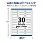 Avery Laser/Inkjet Rectangle Waterproof Multipurpose Labels, 2.25"  x 0.75", White, 750/Pack (94216)~#|#~68A9F69B-B91F-4181-87DE0030E15C6C90_sc7
