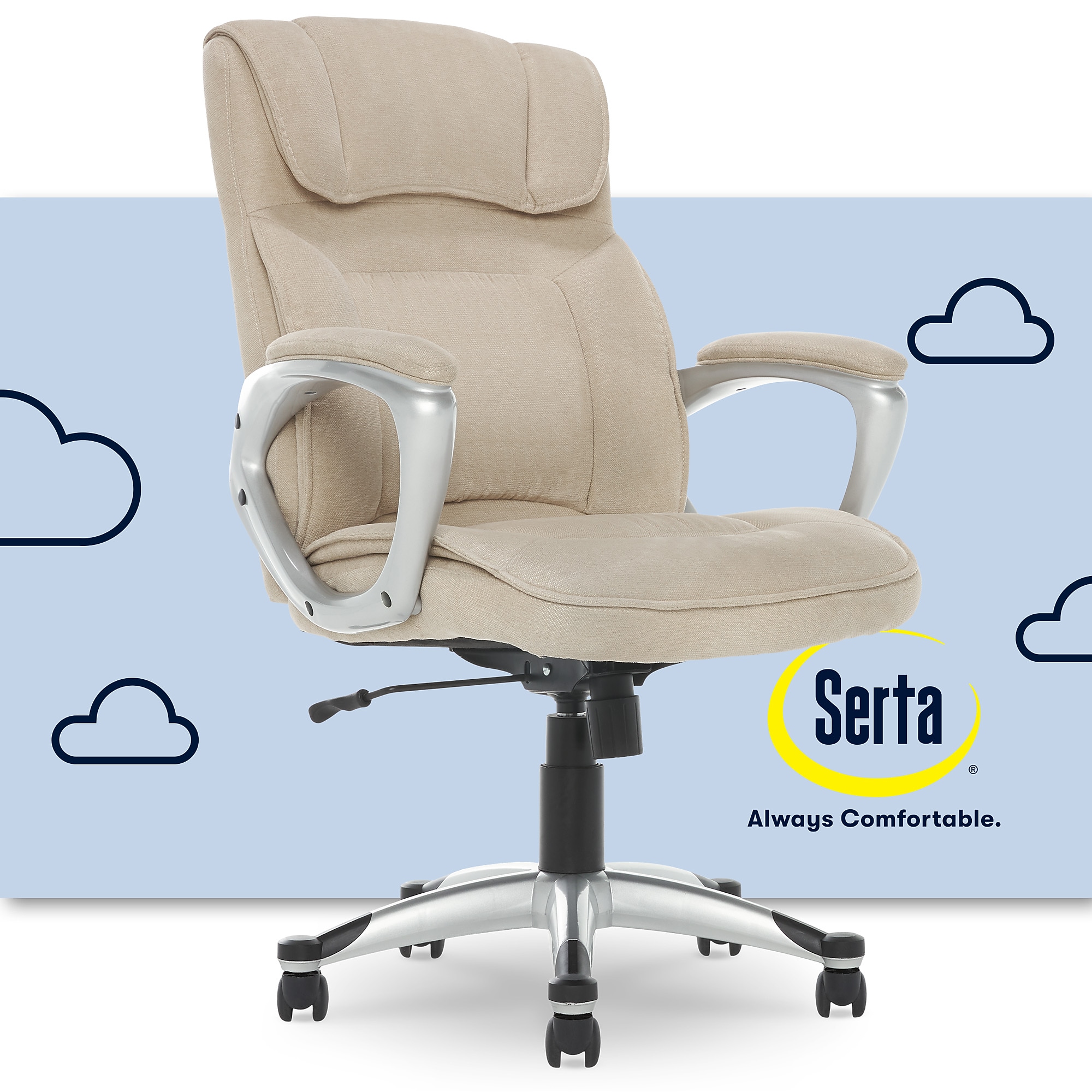 Serta Cyrus Ergonomic Fabric Swivel Executive Chair, Fawn Tan (47911) Sansujyuku sansujyuku.com