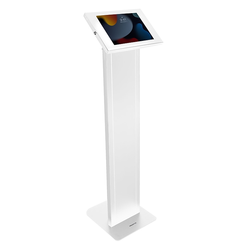 Mount-It! Pro Series Adjustable Anti-Theft iPad Tablet Kiosk Floor Stand for iPad, iPad Air, iPad Pro, White (MI-3880W_G10) image 1