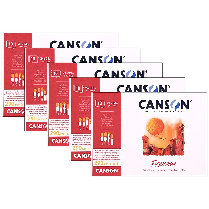 Canson Artist Series Primed White Paperboard Art Boards, 9.4" x 13", 5/Pack (MCXC100516097-5) image 1