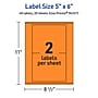Avery Rectangle Multipurpose Labels, 5" x 6", Bright Orange, 40/Pack (94257)~#|#~68E7213E-5DE6-4CEB-92E66562A7531AE4_sc7