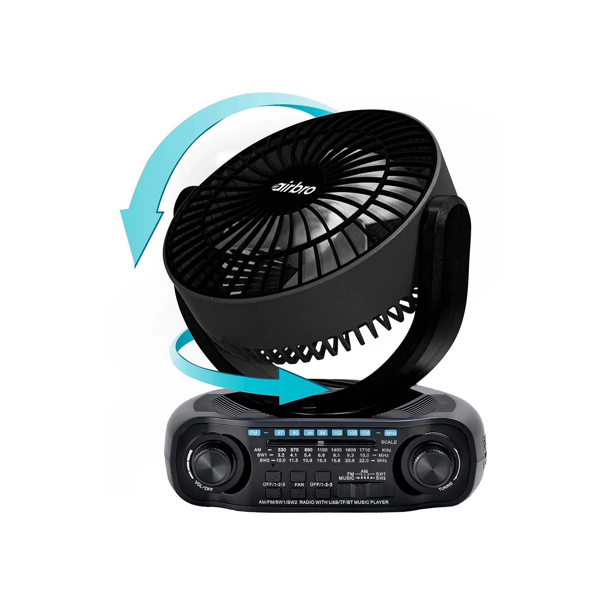 Airbro 5-inch 3-Speed Oscillating Desk Fan, Black (GSDRXF50) Sansujyuku sansujyuku.com