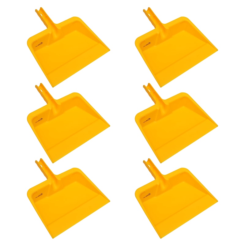BISON LIFE Heavy Duty 11.5" Plastic Handheld Dustpans, Yellow, 6/Pack (BPES-HHDP-PL-Y-6) image 1