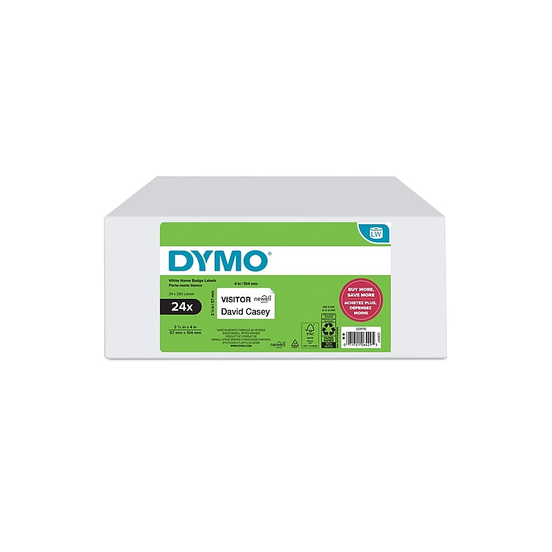 DYMO LabelWriter Large Shipping Labels, 57mm x 104mm, White, 250 Labels/Roll, 24 Rolls/Box (2229752) image 1