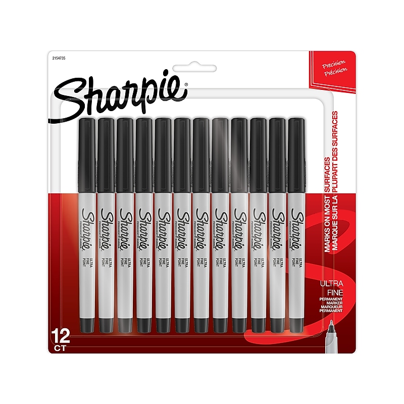 Sharpie Permanent Marker, Ultra Fine Tip, Black, 12/Pack (2154735) image 1