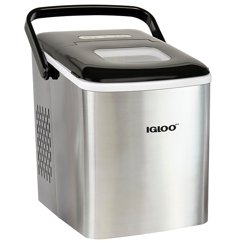 Igloo 26-Pound Automatic Self-Cleaning Portable Countertop Ice Maker Machine With Handle, Stainless Steel (IGLICEB26HNSS) image 1