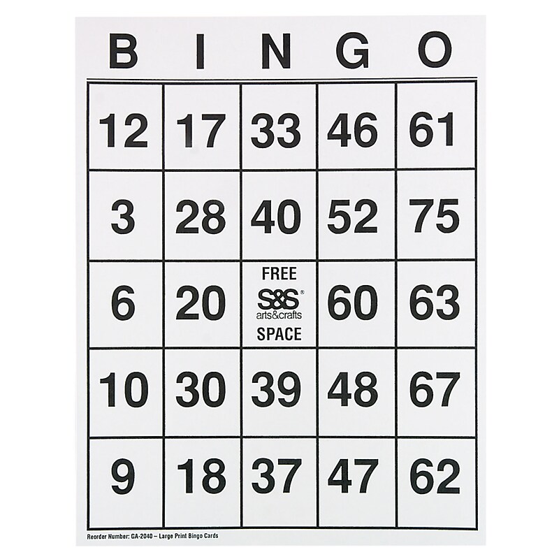 S&S Worldwide Large Print Bingo Cards, 25/Pack (GA2040) image 1