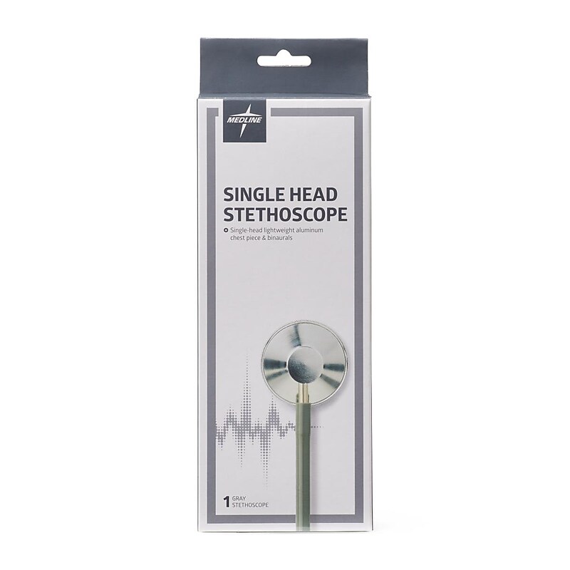Medline Single Head Stethoscope, 22", Gray (MDS926102) image 1