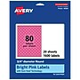Avery Laser/Inkjet Round Multipurpose Labels, 0.75" Dia., Bright Pink, 1600/Pack (94504)~#|#~69247BB1-16CB-45D4-8FC6BE6079EF7588_sc7